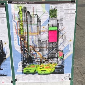 Hand Painted Original New York City Subway Map Artwork 🖼️ - Times Square